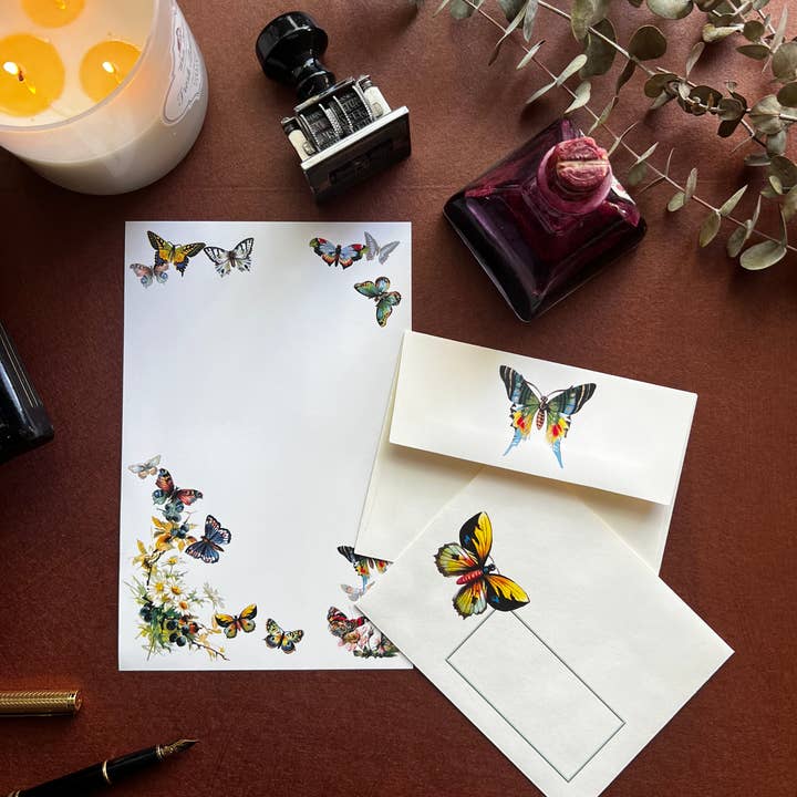 Laughing Elephant - Wholesale Stationery/Notecard Set - Butterflies - Letter Writing Set4
