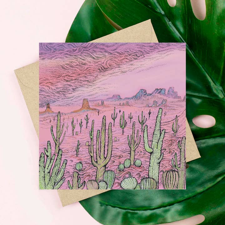 Desert Cacti Greeting Card for wholesale by Fay's Studio