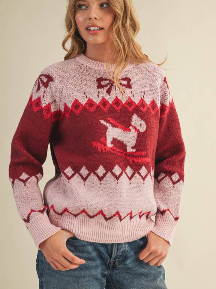 &MERCI - Wholesale Knit Sweater - Women's - DOG MOTIF SWEATER PULLOVER MSW1122216