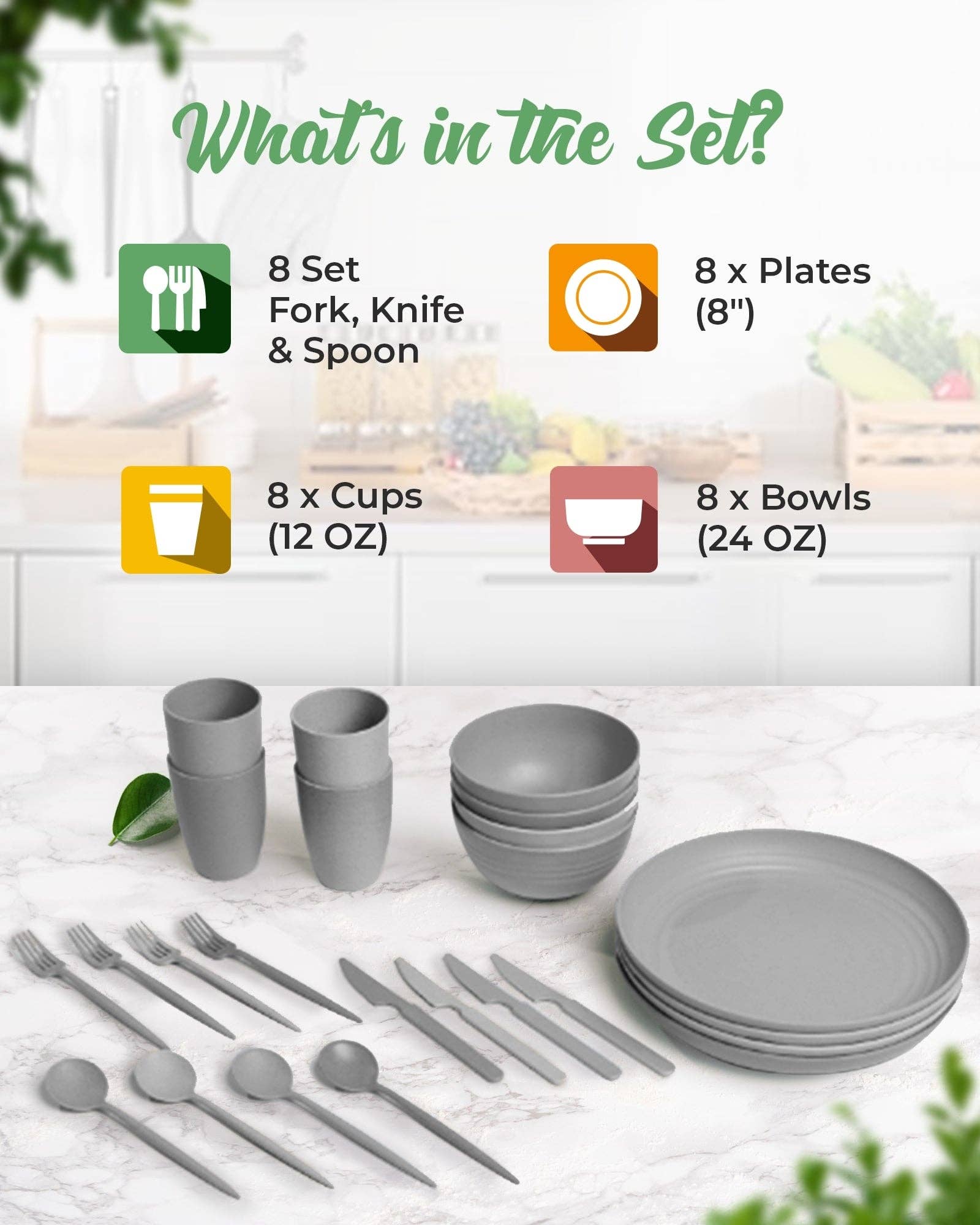 Greendish - Venta al por mayor Conjuntos de vajilla - Conjuntos de vajilla reutilizable ecológica de paja de trigo9