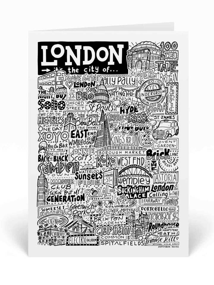 London Monumenten Illustratie Wenskaart voor wholesale door Sketchbook Design