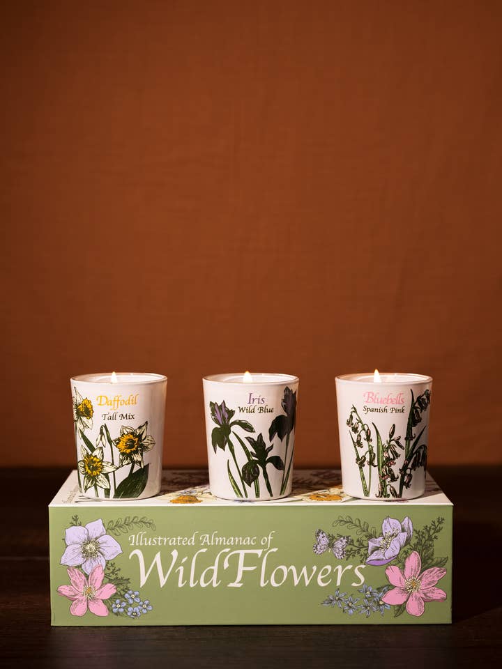 Votive Candle Set, Wildflowers for wholesale by Steel Mill and Co.