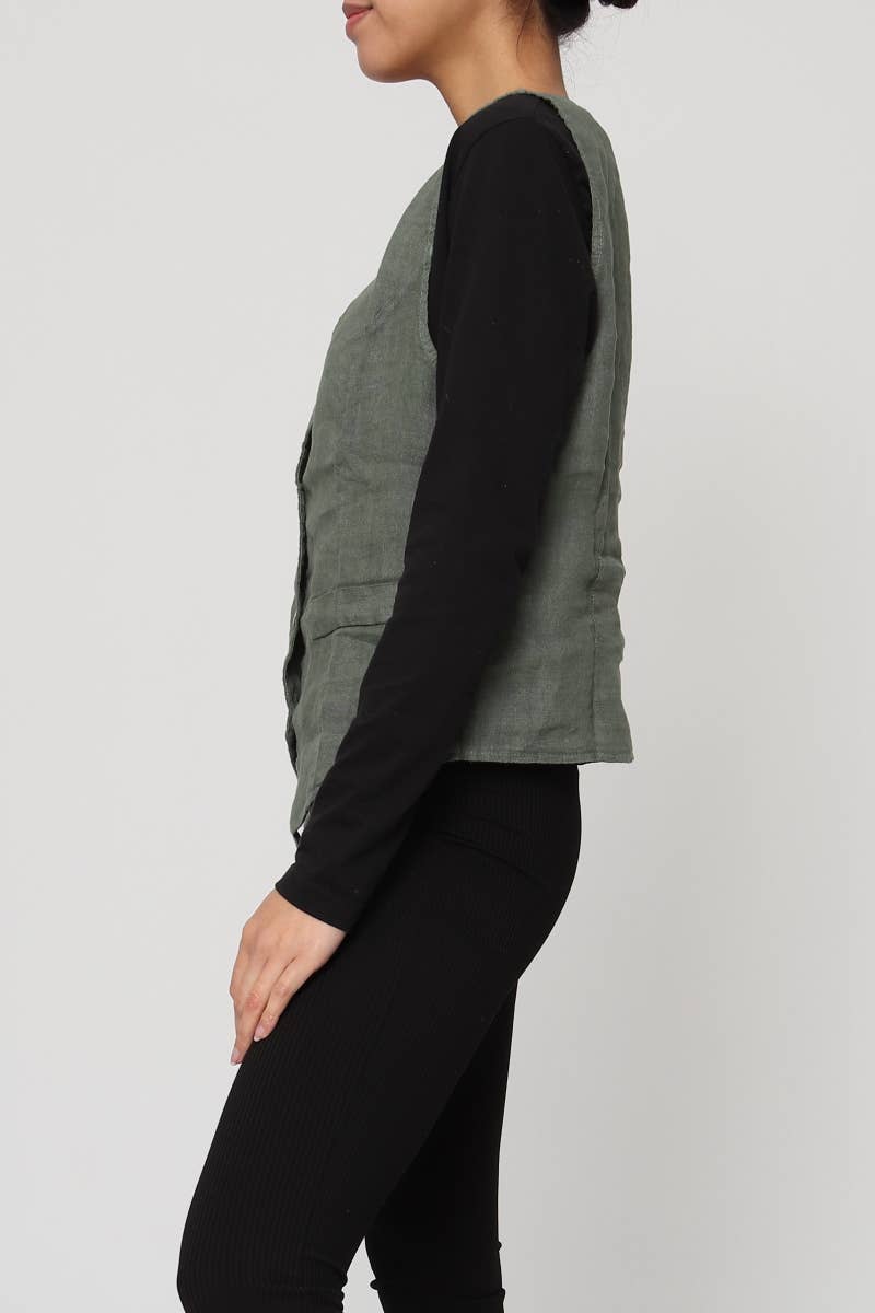 LÉA & LUC - Wholesale Button Down Shirt - Women's - Sleeveless shirt in 100% Linen REF. 514662