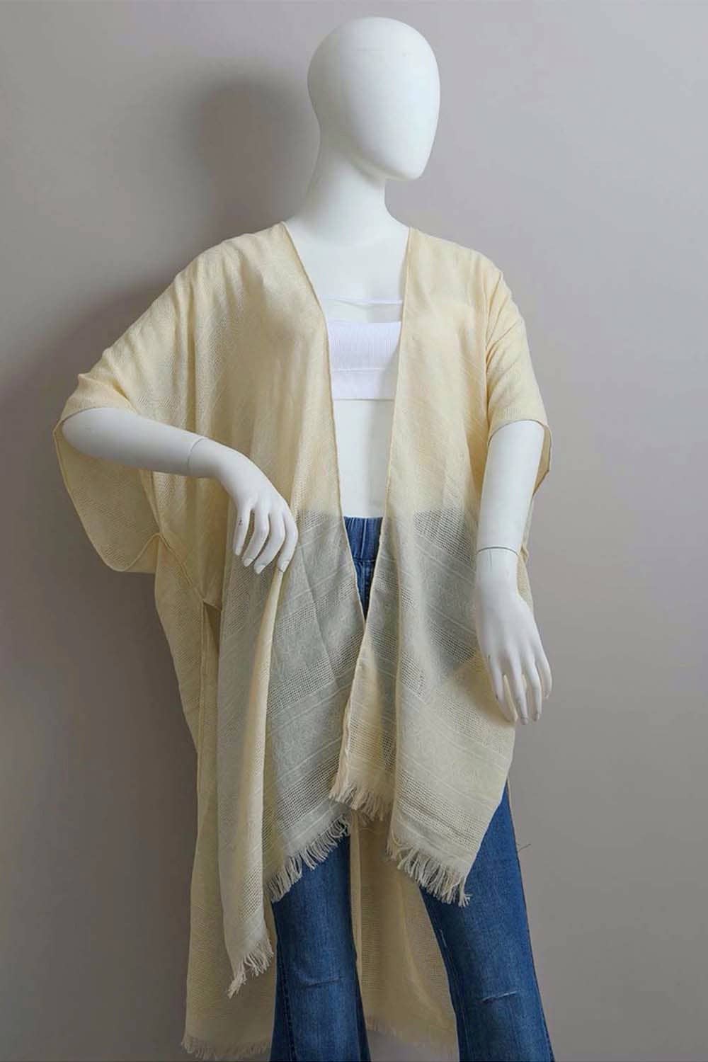 Leto Accessories – Großhandel Kimono – Damen – Diamantbestickter Kimono mit ausgefranstem Rand10