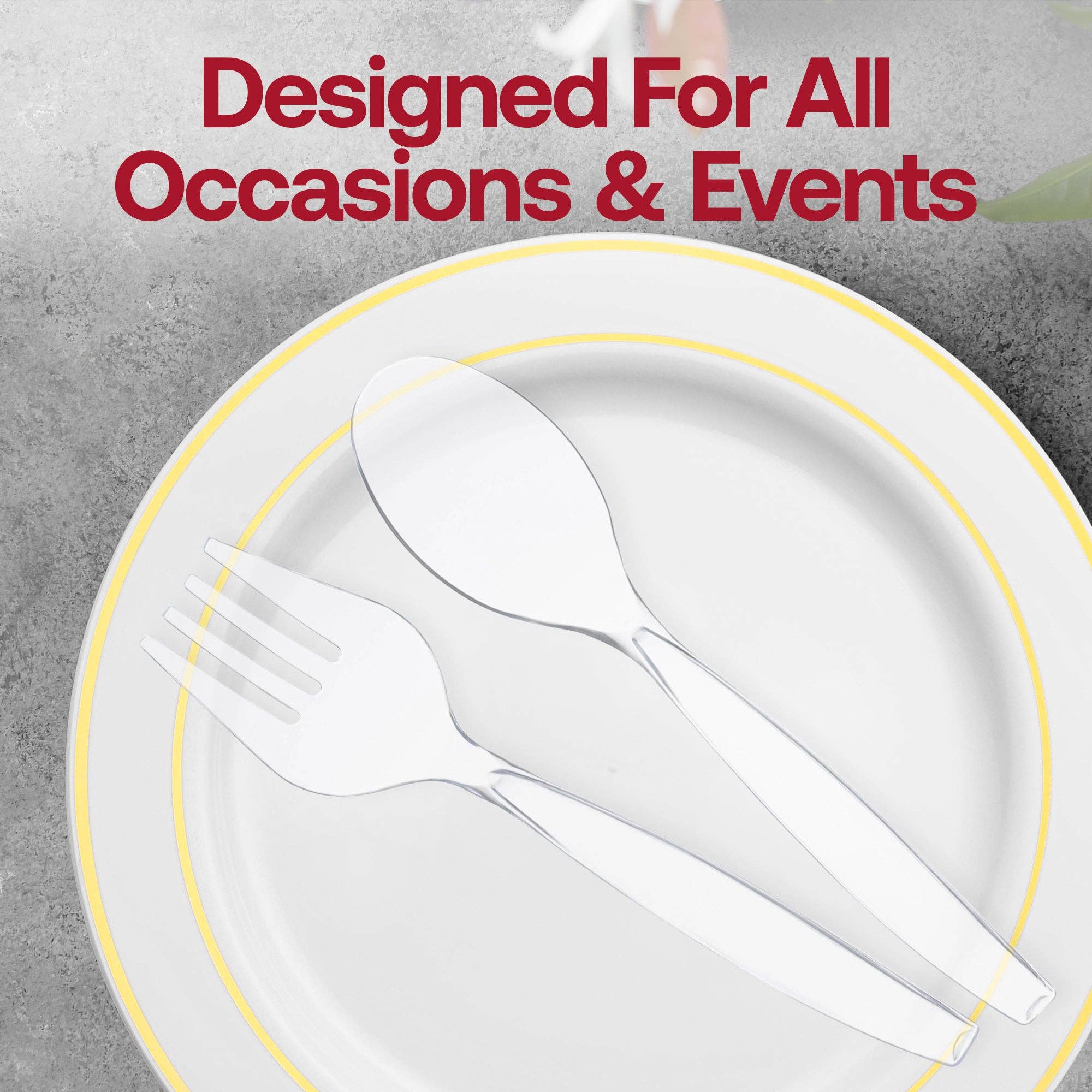 Smarty had a Party - Wholesale Assorted Cutlery Set - Clear Disposable Plastic Serving Flatware Set - 5 Pairs5