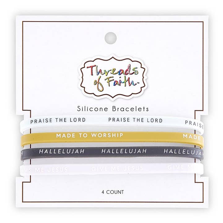 Silicone Bracelet - Made to Worship - 4pc for wholesale by Faithworks by Creative Brands