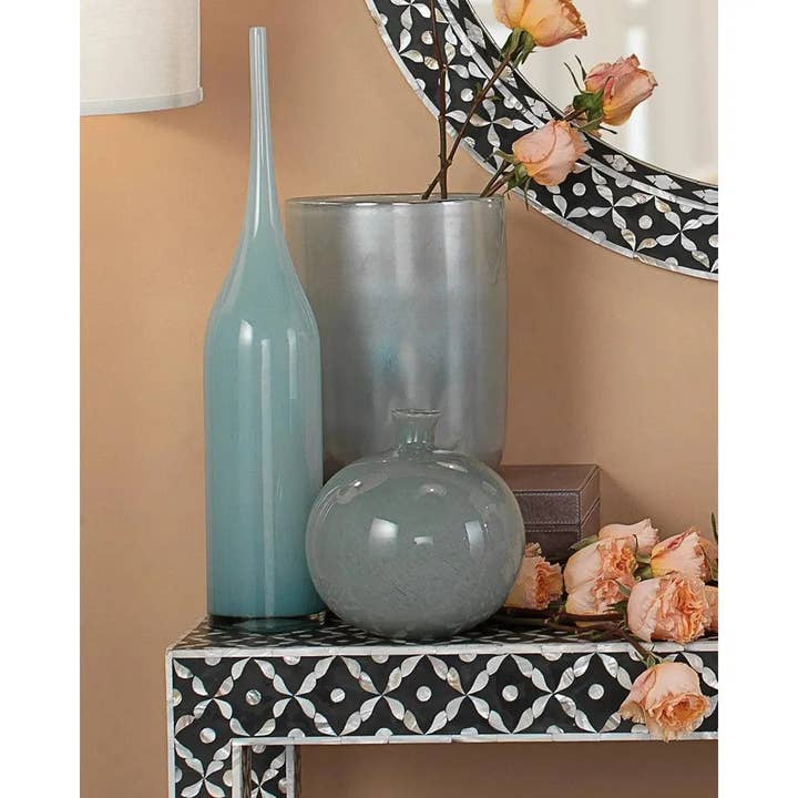LOOMLAN - Wholesale Vase - Light Blue Glass Vapor Vase 11"