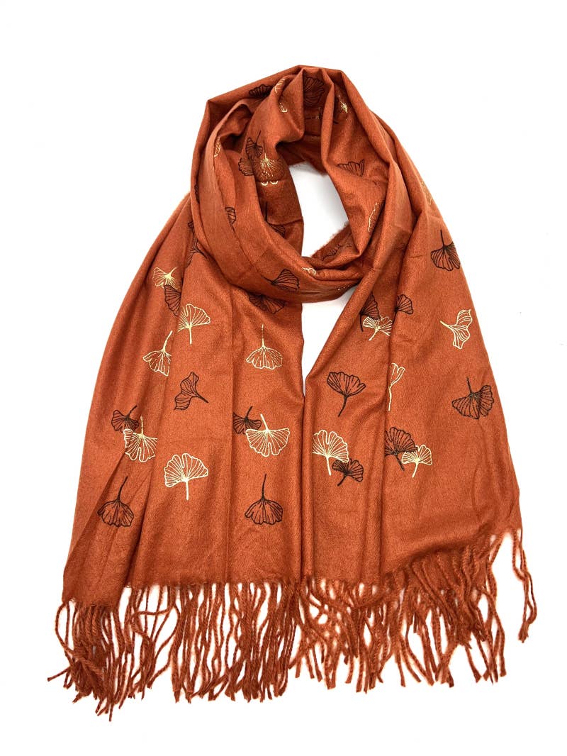 LINETA – wholesale Slöja - Dam – HH-191 Gingko förgylld halsduk3