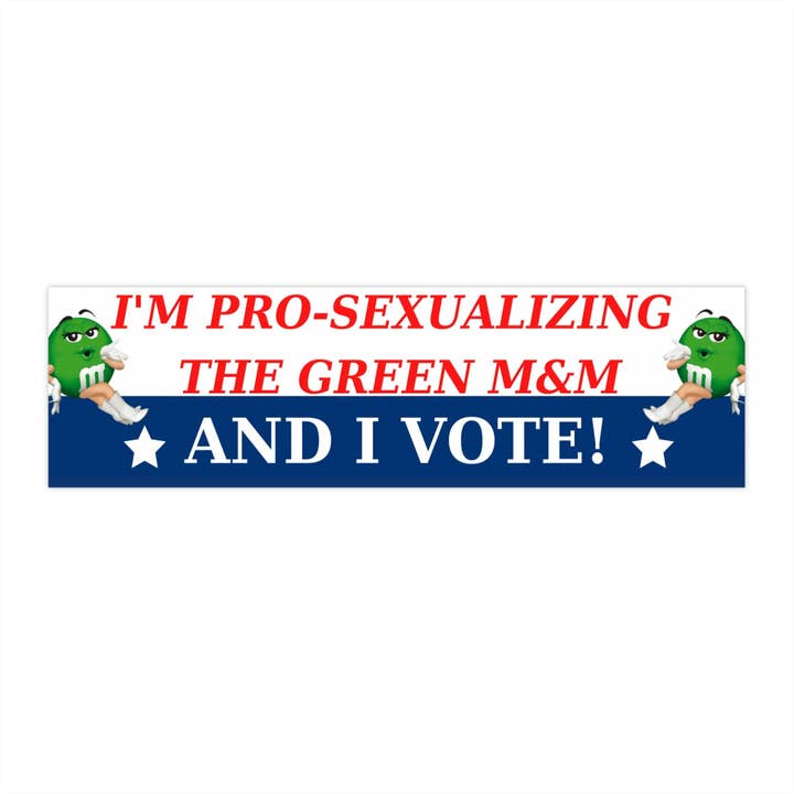 Frog Mustard Stickers - Wholesale Sticker - I'm pro-sexualizing the green m&m and I vote!