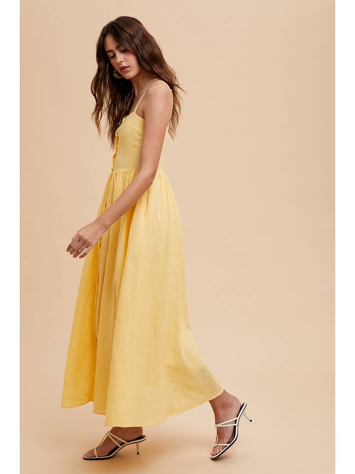 In Loom - Wholesale Dress - Women's - LINEN BLEND BUTTON DRESS4