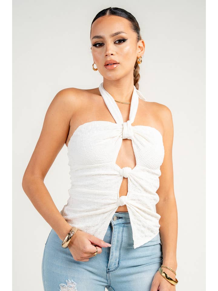 IVORY AT4233EL / KNIT BUCLE TOP for wholesale on Faire3