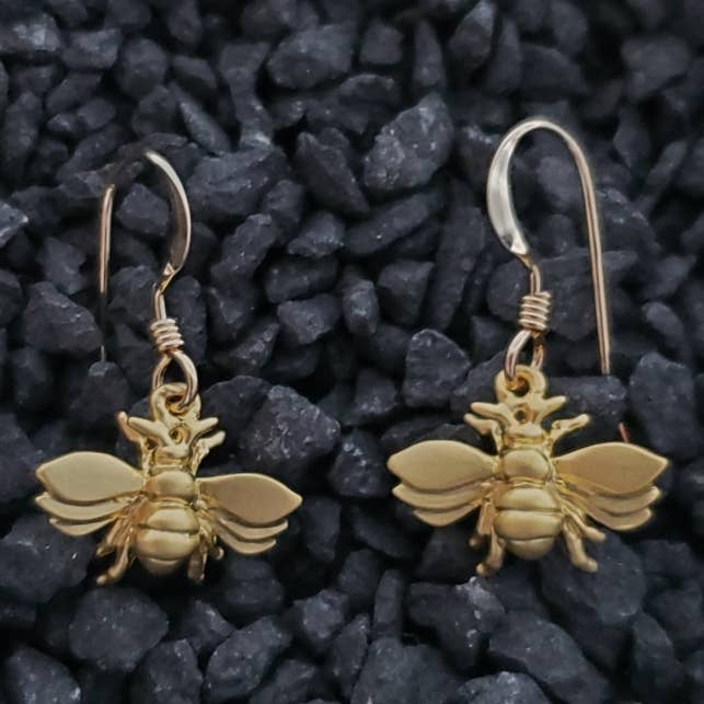 Sosie Designs - Wholesale Dangle Earrings - Gold Flying Bumble Bee Earrings3