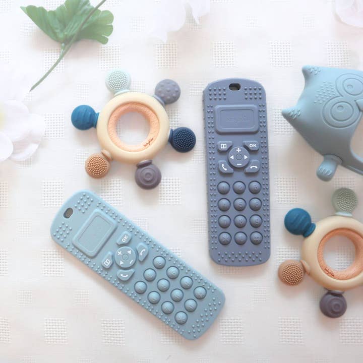 Arctic Blue Sensory Popper Teether Phone for wholesale on Faire10