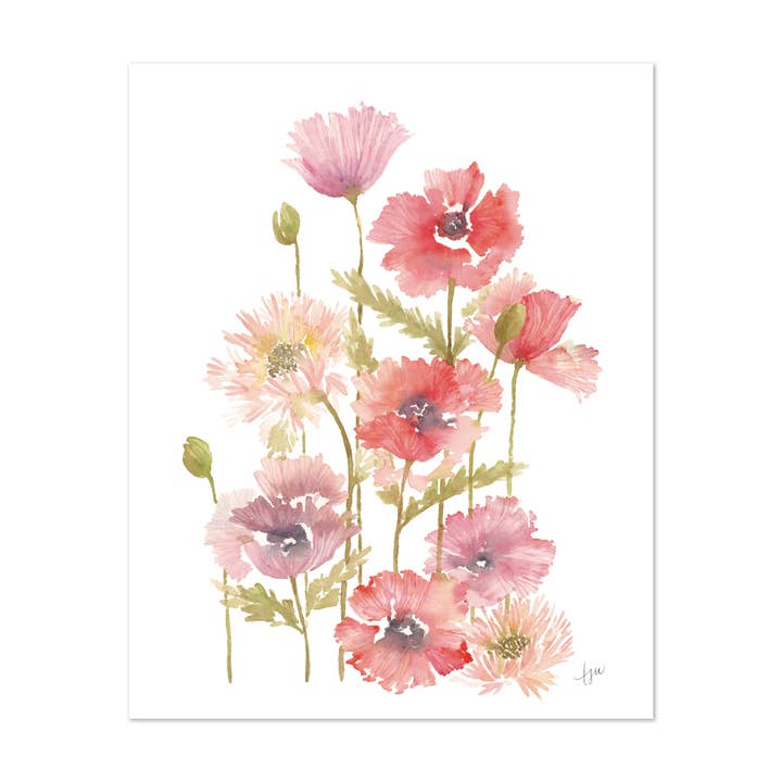 Poppies and Mums Art Print for wholesale by Tara Wright Studio