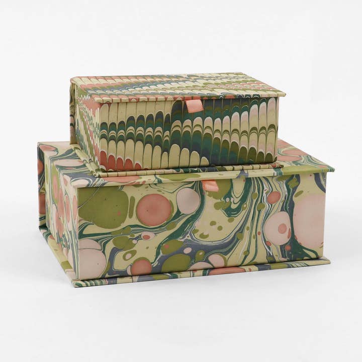 MARBLED KEEPSAKE BOX SET - MOSS BUBBLE & MOUNTAIN for wholesale by Craft Boat