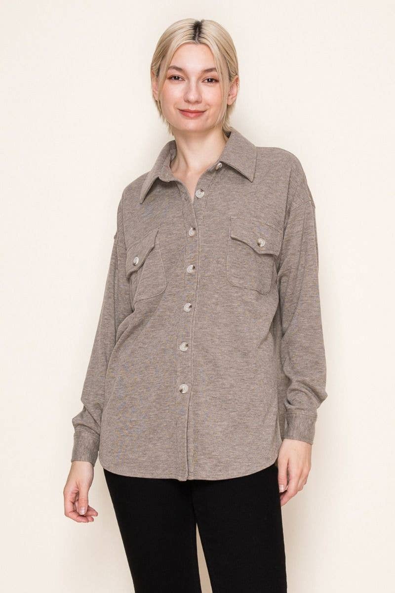 White Birch – Engroshandel Skjortejakke/shacket – til kvinder – T10369 Langærmet Solid Strikskjorte25