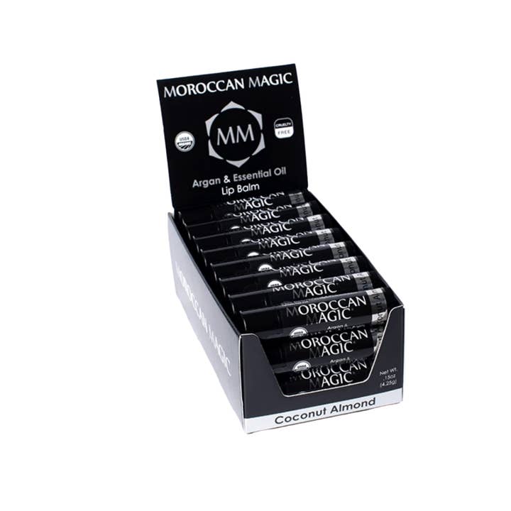 24 Pack- Organic Coconut Almond Lip Balm for wholesale by Moroccan Magic