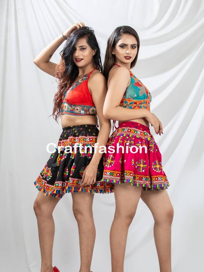 Boho Cotton Embroidered Gypsy Mini Skirt-Boho Gypsy Skirt for wholesale by Meghcraft