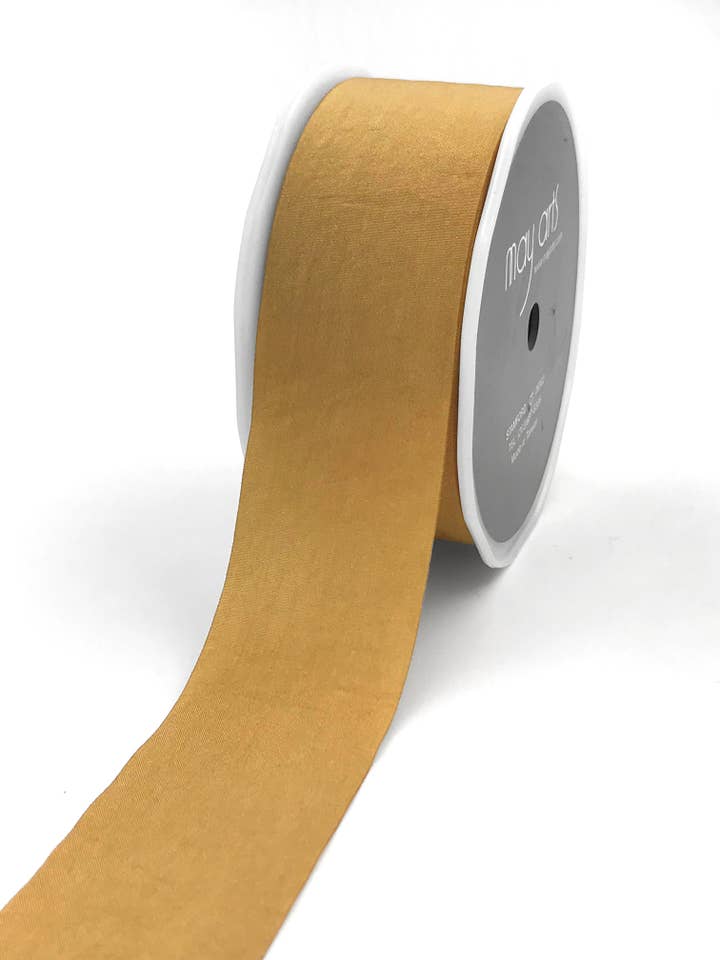 3,8 cm Bleekgouden Kunstzijde Gekreukeld Lint voor wholesale door May Arts Ribbon