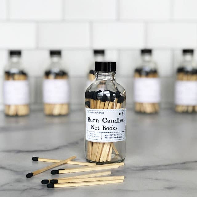 Fly Paper Products - Wholesale Matches - Burn Candles Not Books Rainbow or Black Safety Match Bottle 3