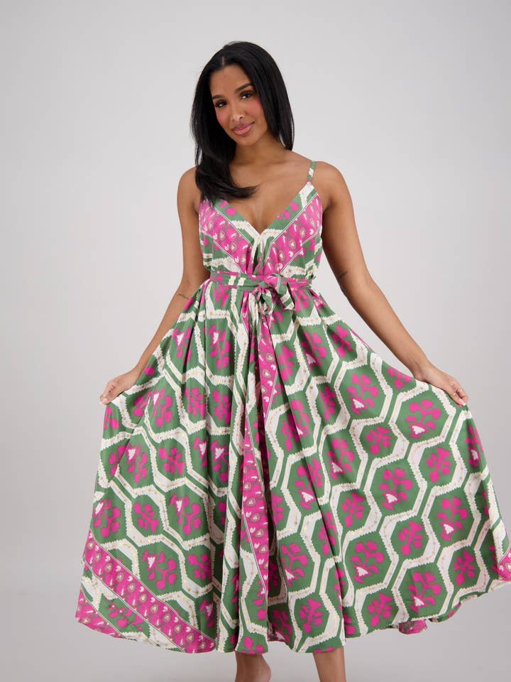 The Zaria Maxi Dress - Floral Frame AB-16103 for wholesale by Advance Apparels