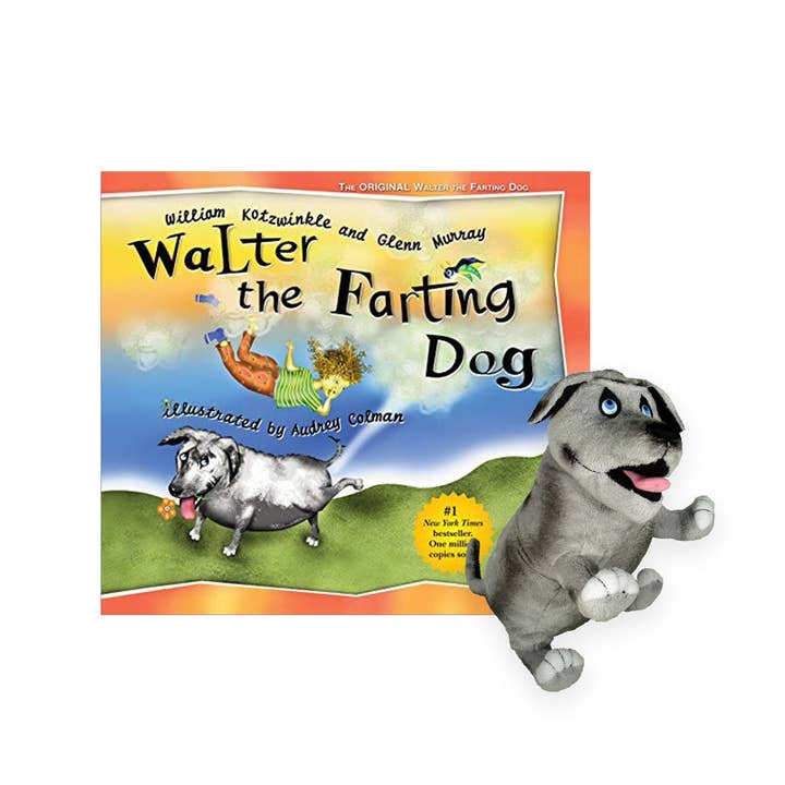 Walter The Farting Dog Plush with hardcover book for wholesale by MerryMakers