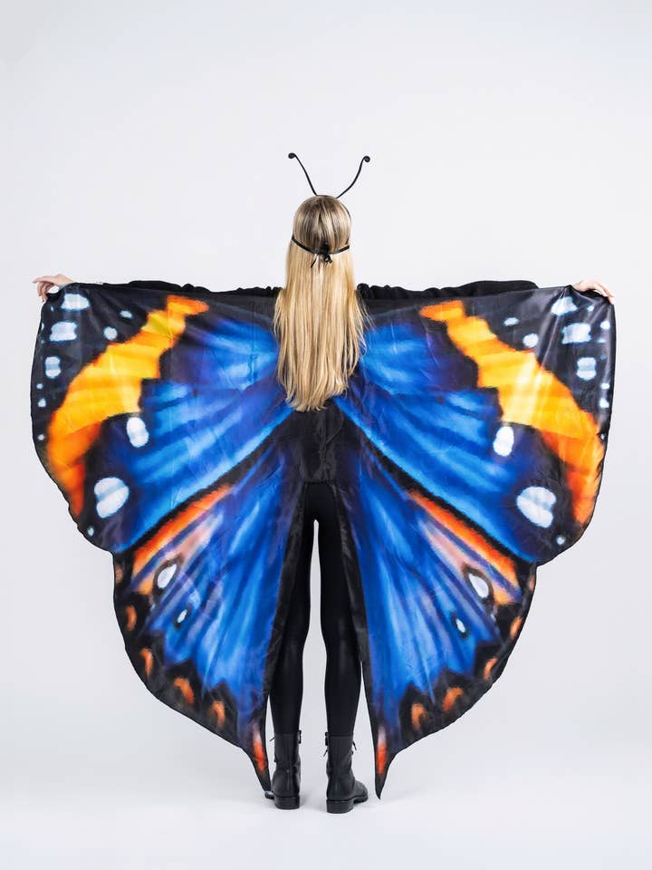 Blå fjärilskappa med mask och diadem - vuxenstorlek för wholesale av Dress Up America