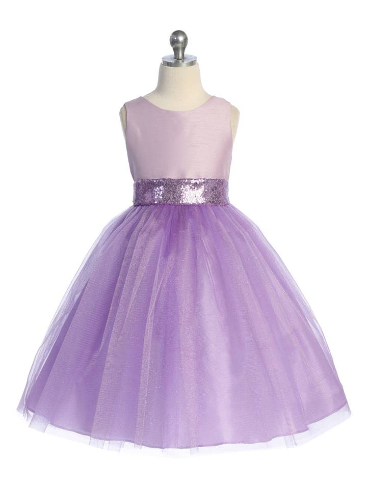 Matching Sequins V Back & Bow Girls Dress with Plus Sizes for wholesale by Kid's Dream