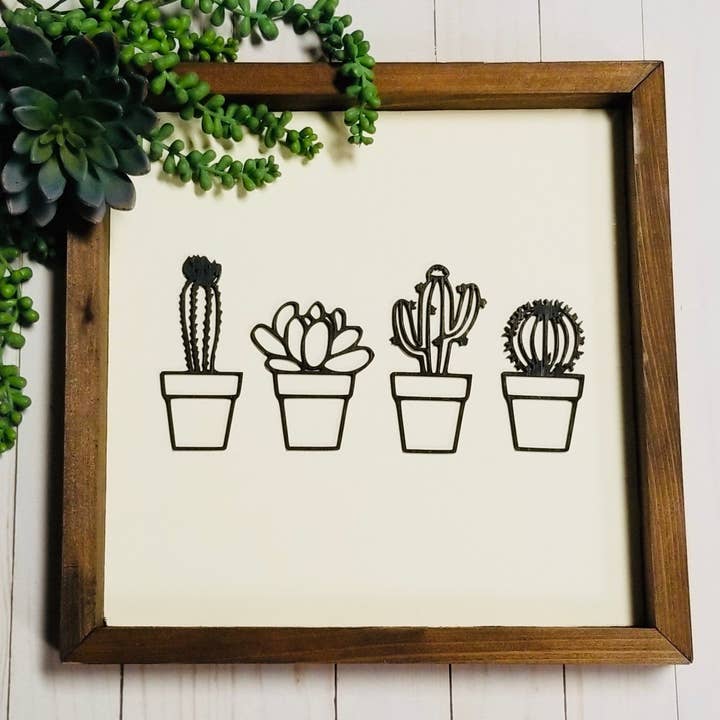 Letrero de granja de cactus y suculentas | Letrero de granja hecho a mano | Decoración de granja | Decoración de pared | Suculentas y cactus para venta al por mayor de Ginger + Brich Inc.