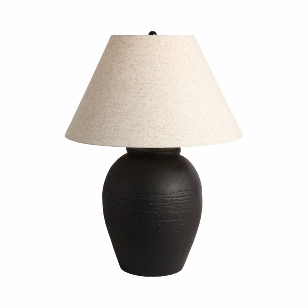 Sagebrook Home - Wholesale Accent/Desk Lamp - Black/Beige 27 in. Artisan Jug Table Lamp with Tapered Shade