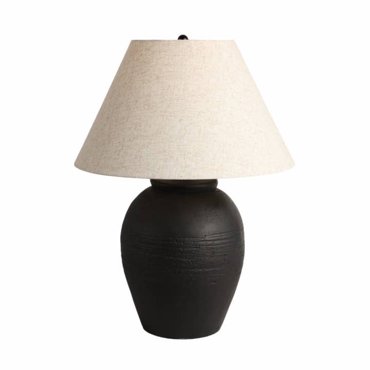 Black/Beige 27 in. Artisan Jug Table Lamp with Tapered Shade for wholesale by Sagebrook Home