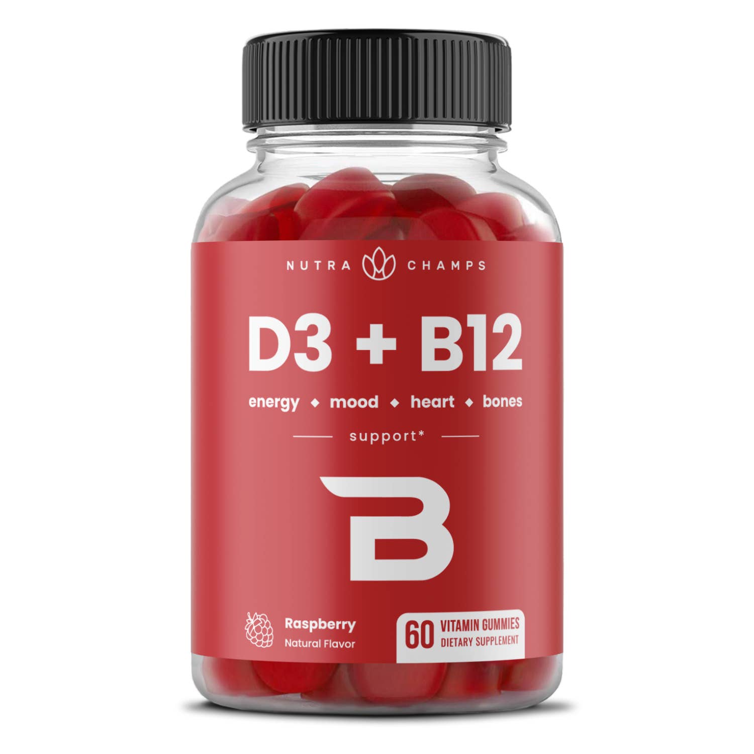 NutraChamps - Wholesale Oral Supplement/Vitamin - Vitamin D3+B12 Gummies - Improve Mood and Immunity