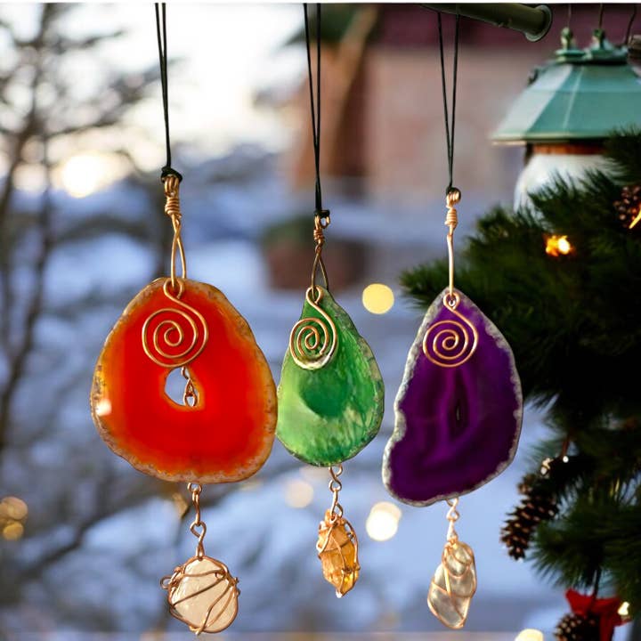 Well Fed Wolf L.L.C. - Wholesale Suncatcher - Handcrafted CopperWire-Wrapped Crystal Stone Window Hangings1