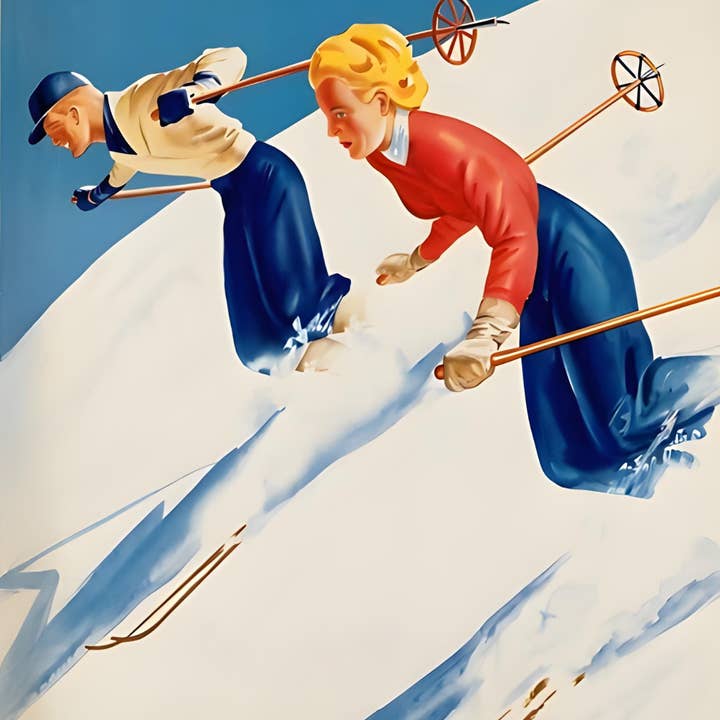 Vintage skiløbere Det er sæsonens postkort for engroshandel hos Max & Oscar