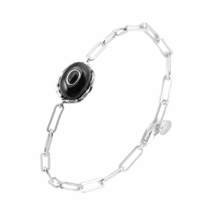 Clothilde svart onyx rodium silver armband för wholesale av ORUS BIJOUX