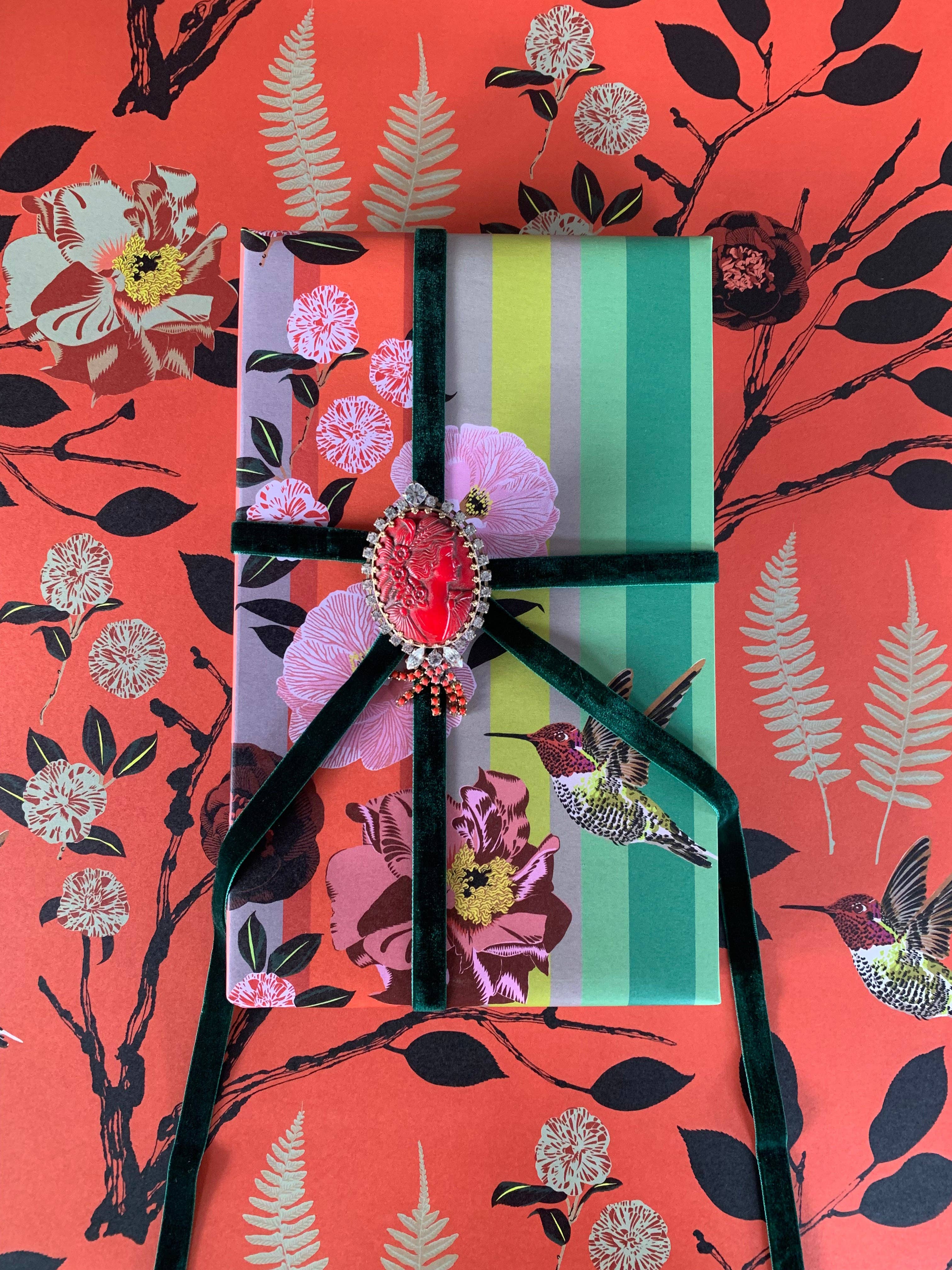 Kate Blairstone – wholesale Flat wrap – Camellia Stripe Giftwrap3