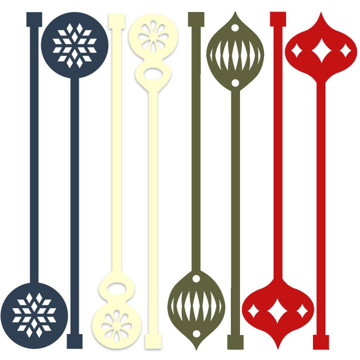 Mod Lounge Paper Company - Wholesale Drink Stirrer - Retro Ornament Holiday Beverage Mixing Swizzle Drink Stirrer1