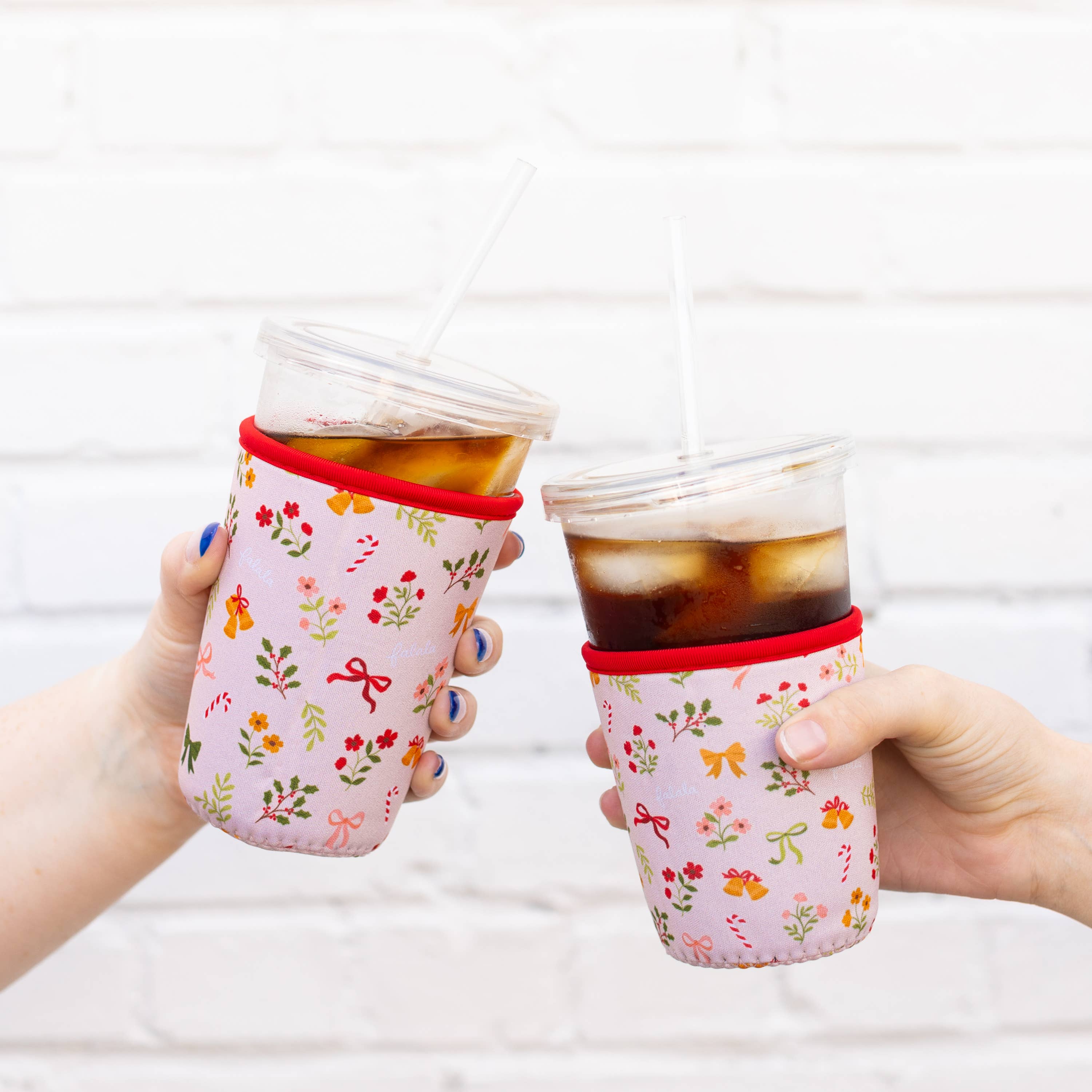 Elyse Breanne Design - Wholesale Drink Huggers & Koozies - Bells & Bows Drink Sleeve, Iced Coffee Koozie | Christmas4