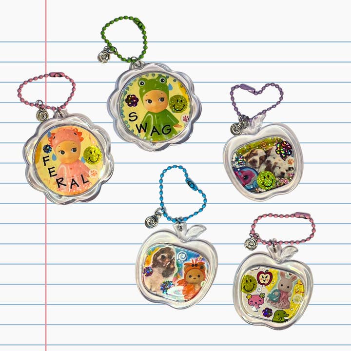 Mini Collage Keychains (One of a Kind) | Handmade Cute Y2K Recycled Scrapbook Nostalgic for wholesale by Faebelle Haven