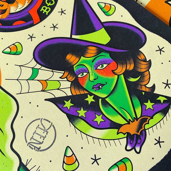 Dumb Junk - Wholesale Art Print - Yee Hawnt! Spooky Western Halloween Tattoo Art Print 11x14"3