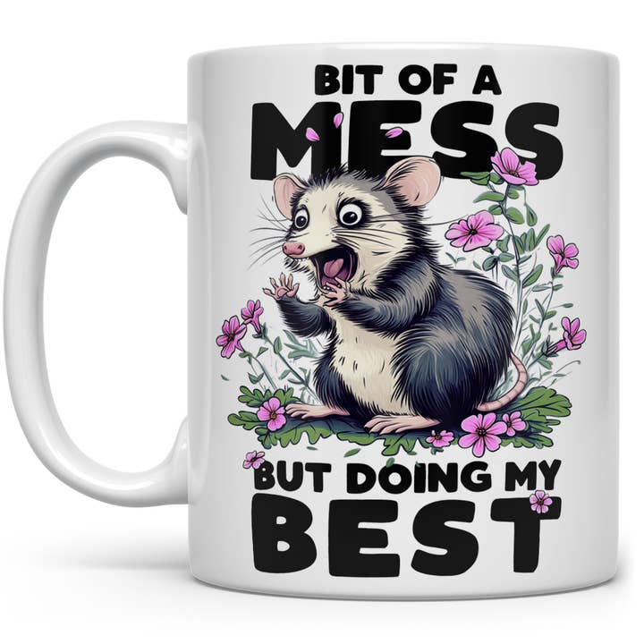 Funny Sarcastic Cheeky Ceramic Mug, Cute Opossum Cup for wholesale by Loftipop