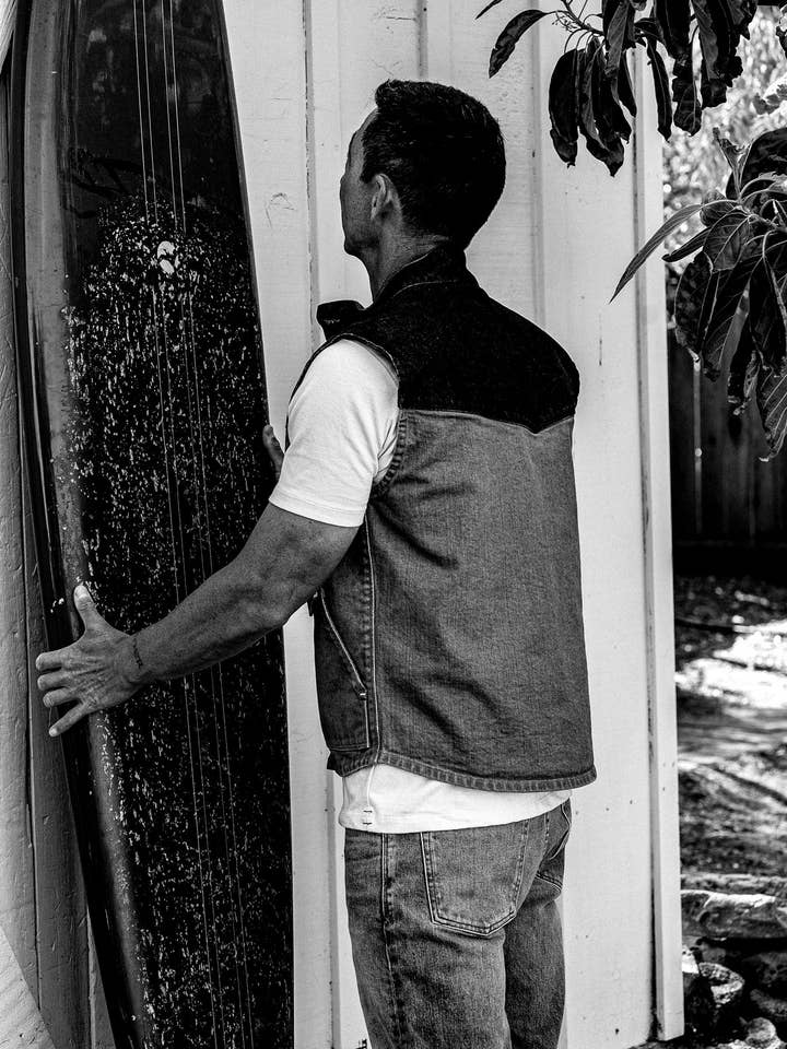 James Vest | Black 14oz Broken Twill Denim for wholesale on Faire11