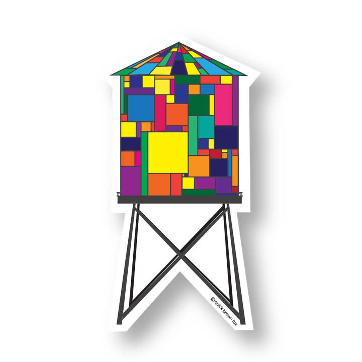 Water Tower Sticker - Vinyl Sticker for wholesale by Quick Brown Fox Letterpress