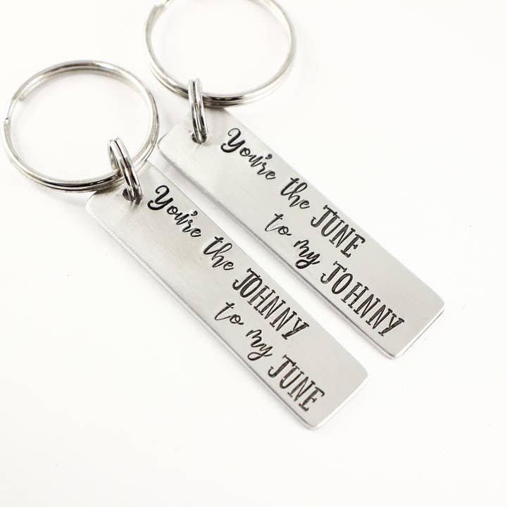 Porte-clés « You're the Johnny to My June » et « You're the June to my Johnny » pour la vente par Completely Hammered