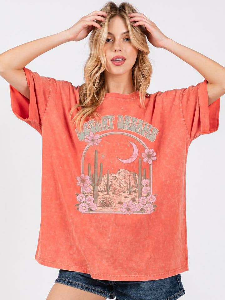 Zutter - Wholesale Screen Printed T-Shirt - Women's - Desert Dreams Vintage Graphic S/S Mineral Washed Tee0