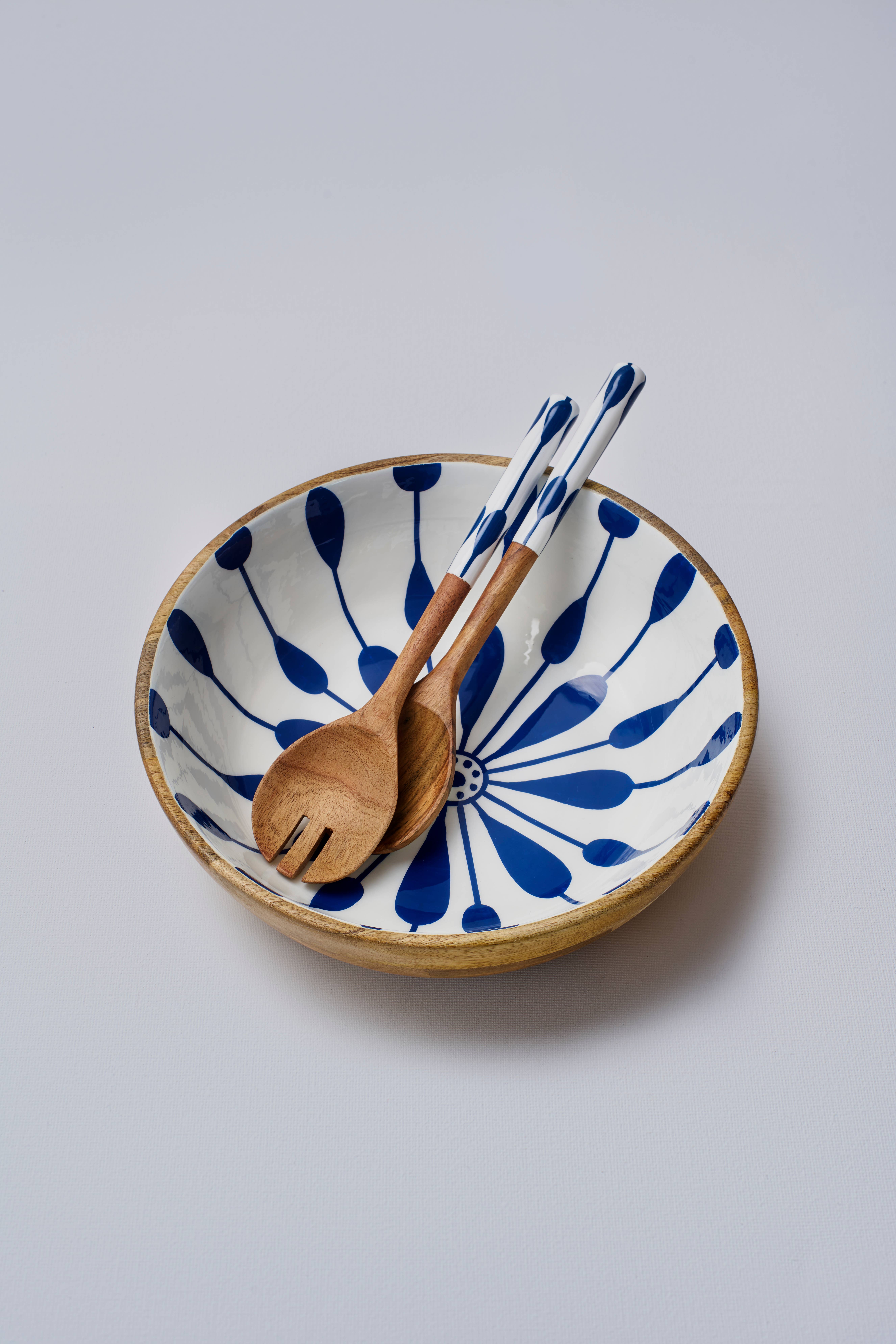 Atolia Designs - Wholesale Kom - Sokka Jardin Gestreepte Houten Saladeschaal2