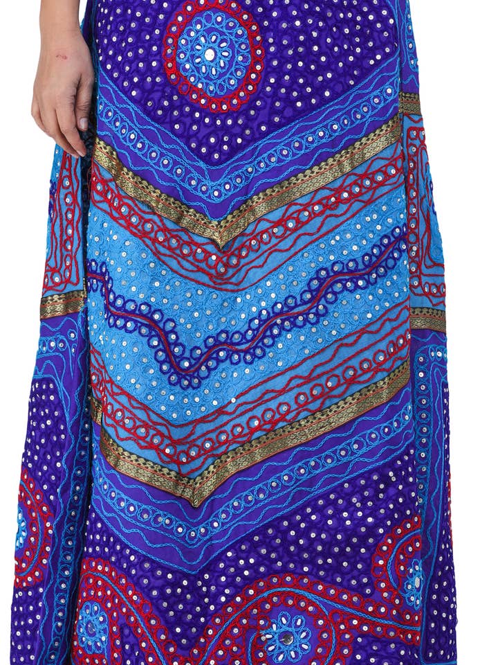 Long Ghagra Skirt With Aari Embroidery And Sequins for wholesale by Exotic India Art