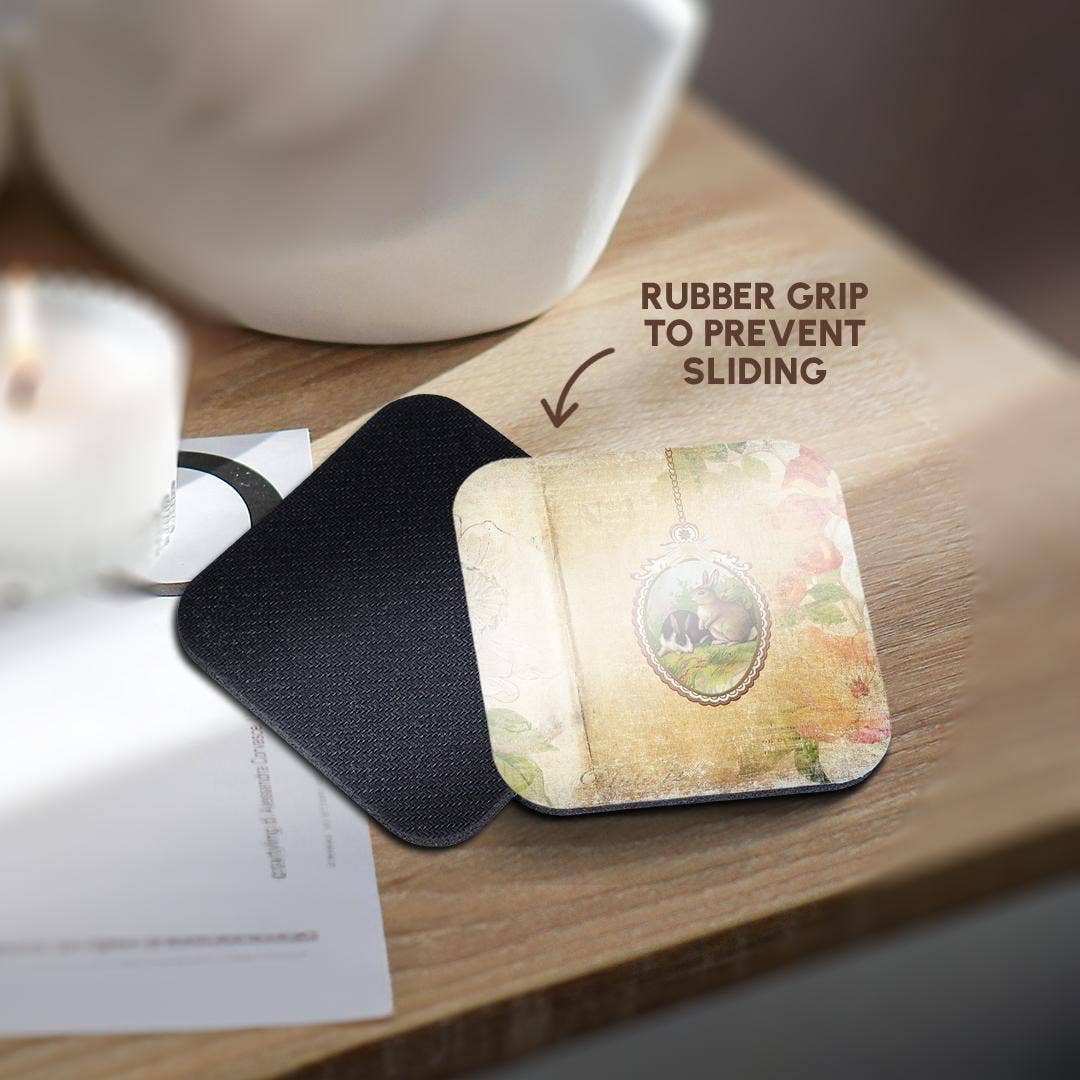 3dRose - Wholesale Coasters - 3dRose, Vintage Egg with Two Bunnies, Flower Background, Coaster10