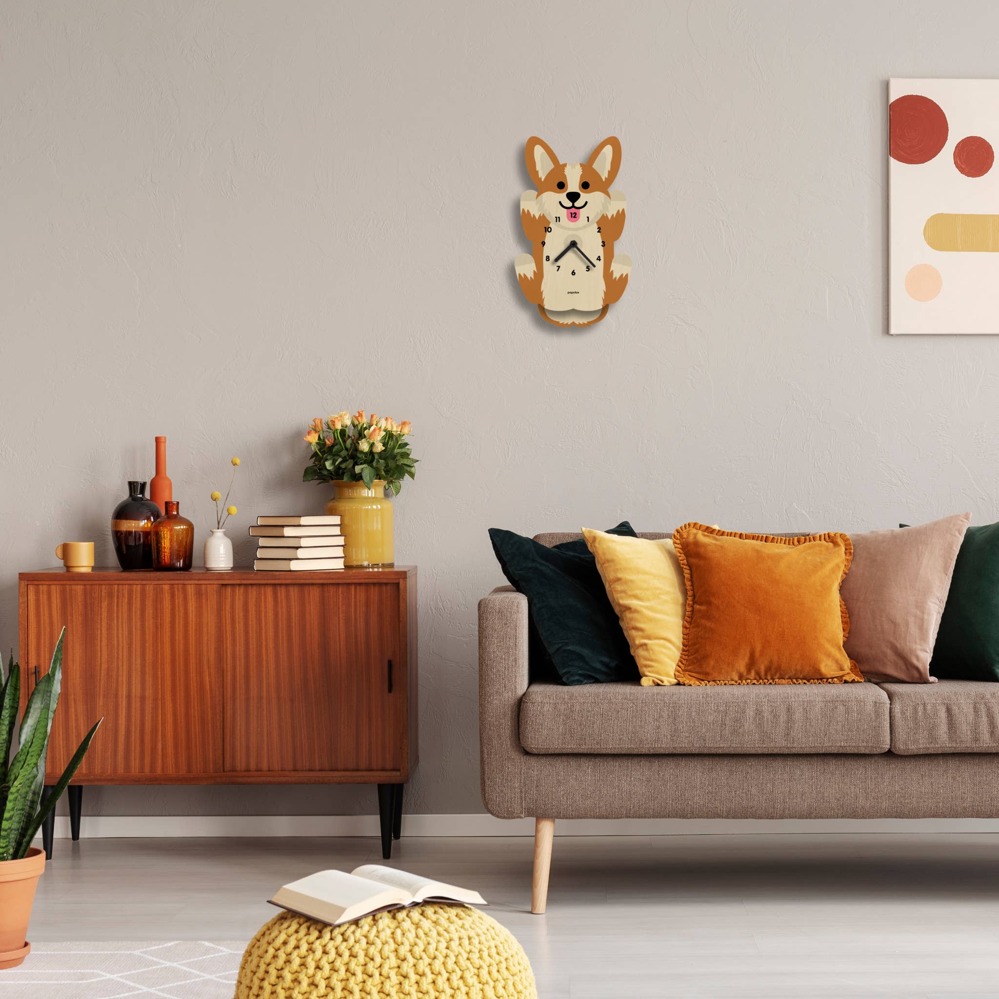 Popclox - Wholesale Wall Clock - Corgi Pendulum Clock - Wood2