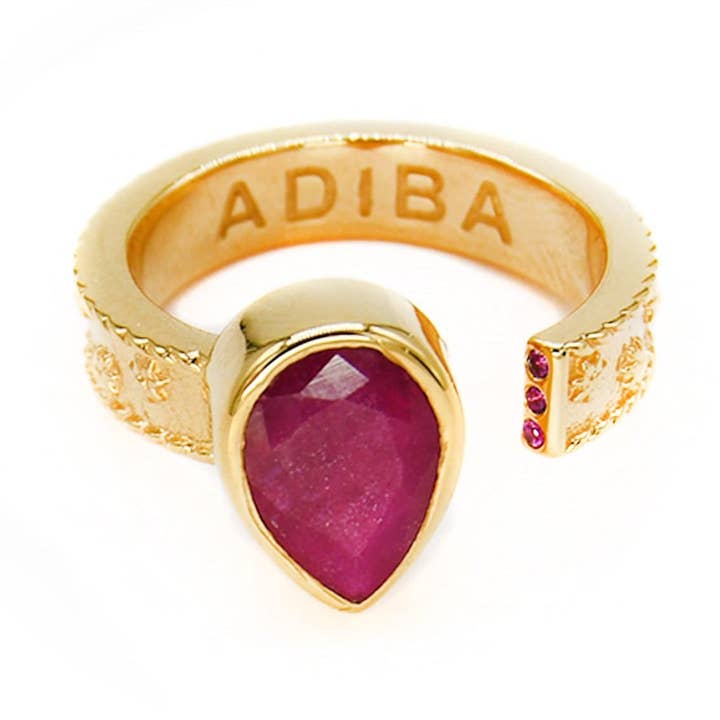 Anel Redimensionável Gold Ruby Vermeil por atacado de ADIBA